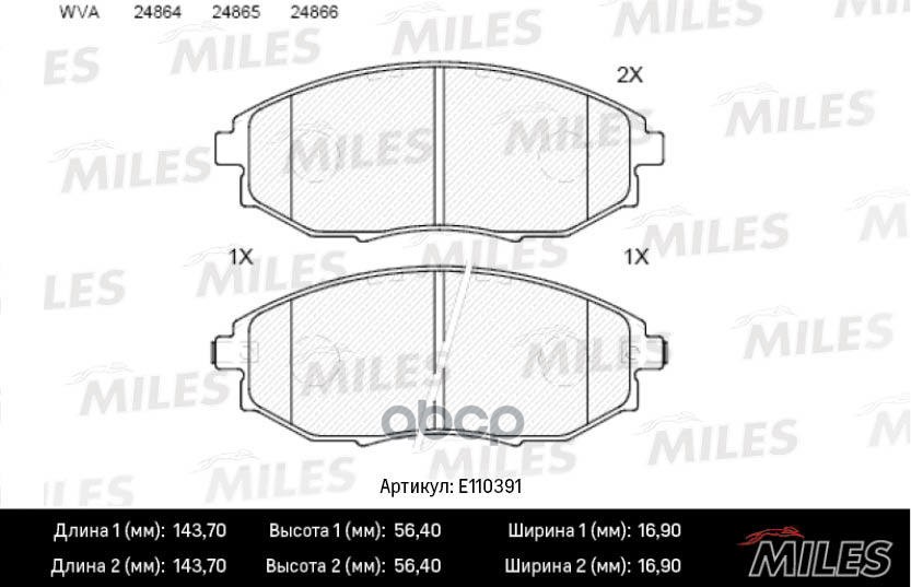 Колодки тормозные дисковые передние Miles арт. E110391