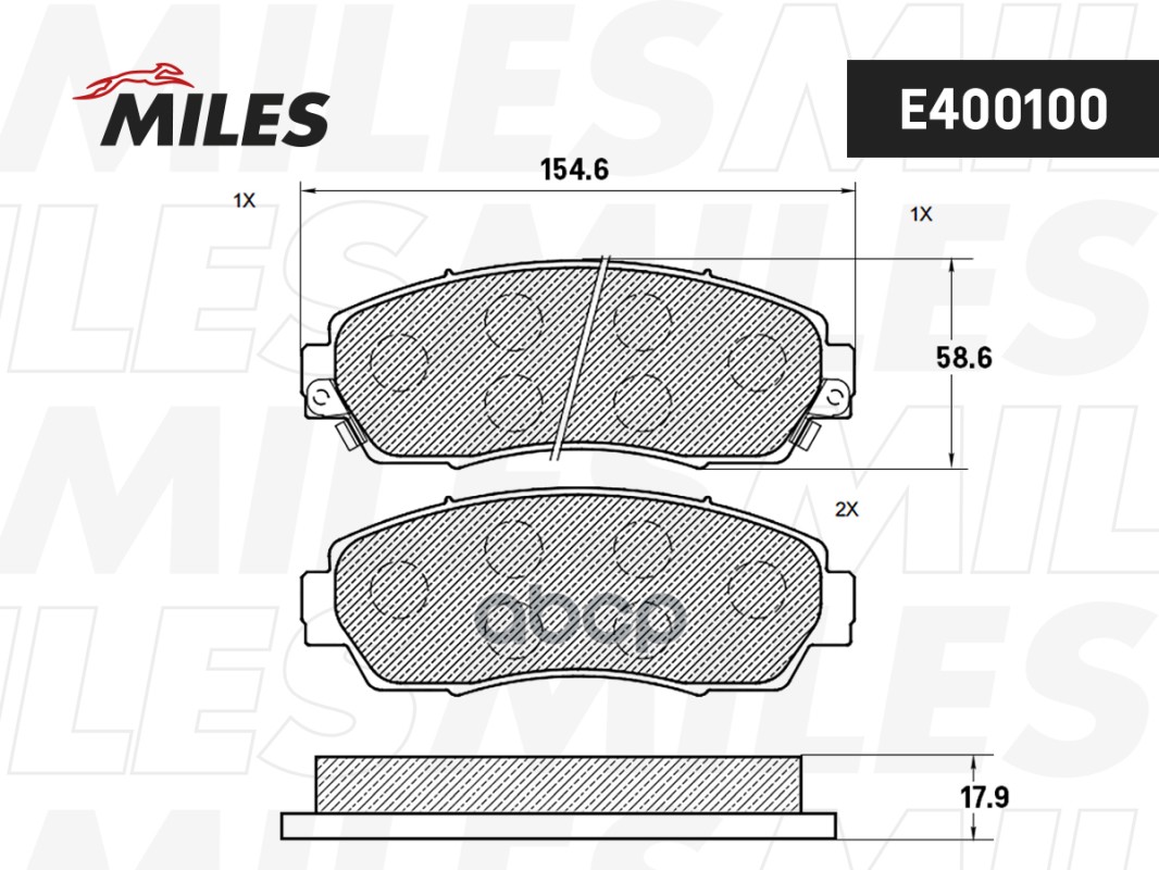 Колодки тормозные передние (Смесь Low-Metallic) CHANGAN CS75/CHERY/HAVAL F7/F7x/HONDA CR-V E400100 Miles арт. E400100