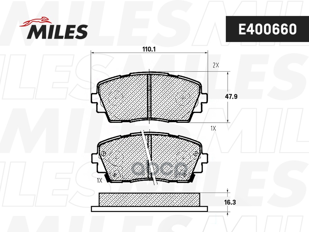Колодки тормозные дисковые передние Miles арт. E400660