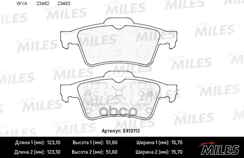 Колодки тормозные дисковые задние Miles арт. E410113