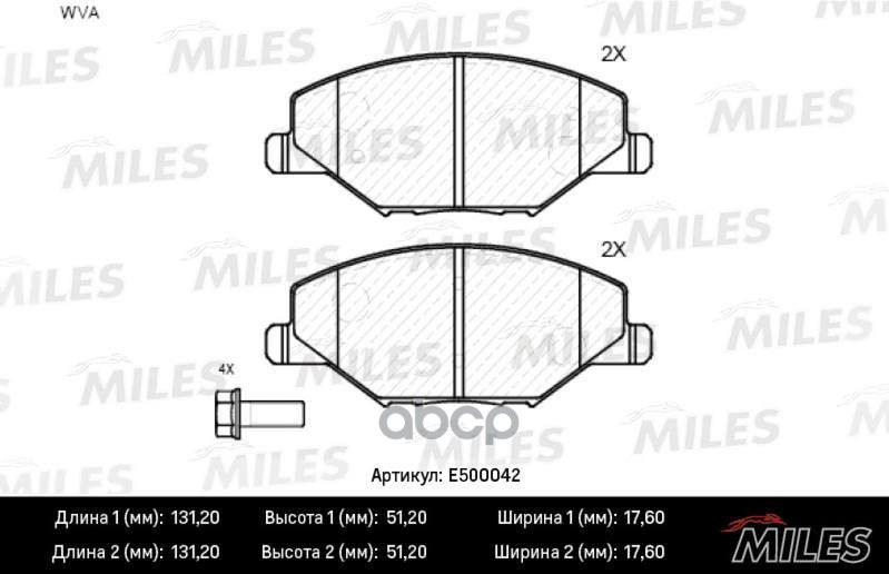 Колодки тормозные VW POLO 11-/SKODA FABIA 11- перед. Ceramic Miles арт. E500042