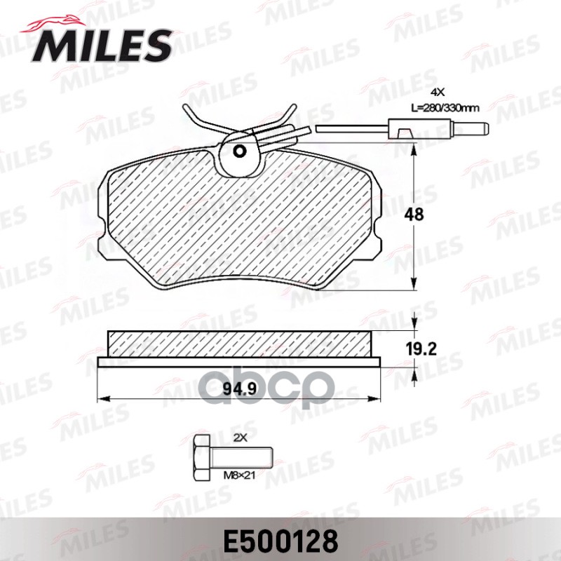 Колодки тормозные передние (Смесь CERAMIC серия PRO) PEUGEOT 306 93-01/405 92-96/IKCO SAMAND (TRW GDB1039) E500128 Miles арт....