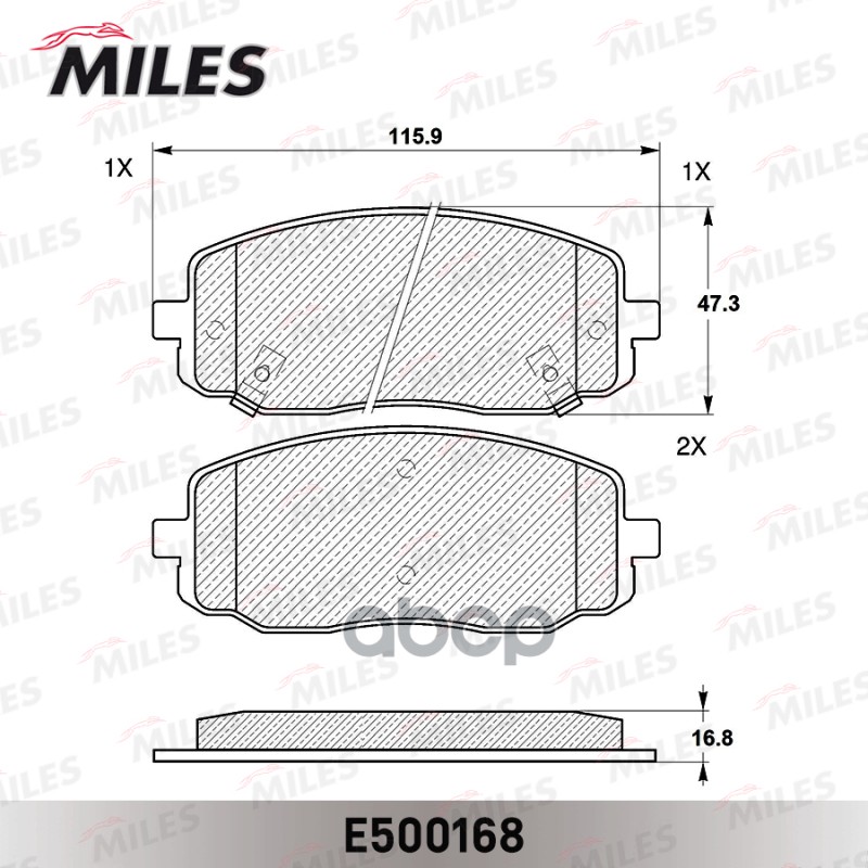 Колодки тормозные передние (Смесь CERAMIC серия PRO) HYUNDAI i10 08-/KIA PICANTO 04- (TRW GDB3369) E500168 Miles арт. E500168