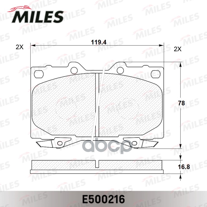 Колодки тормозные передние (Смесь CERAMIC серия PRO) TOYOTA LAND CRUISER 4.2D 9098/4.2D/4.7 98 (TRW GDB3197) E500216 Miles ар...