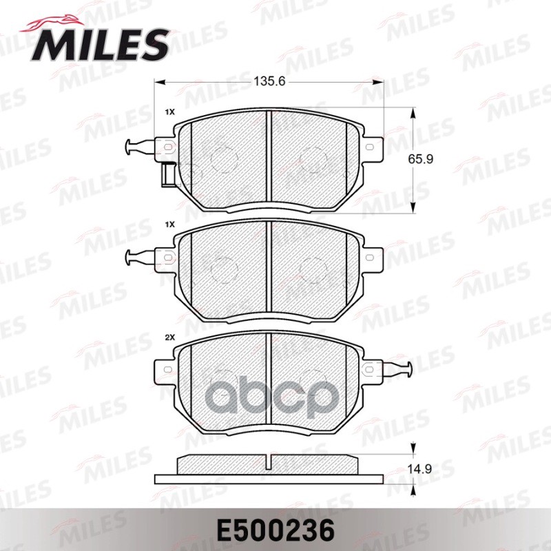 Колодки тормозные передние (Смесь CERAMIC серия PRO) INFINITI FX35/45 03-/NISSAN MURANO 05- (TRW GDB3416) E500236 Miles арт. ...