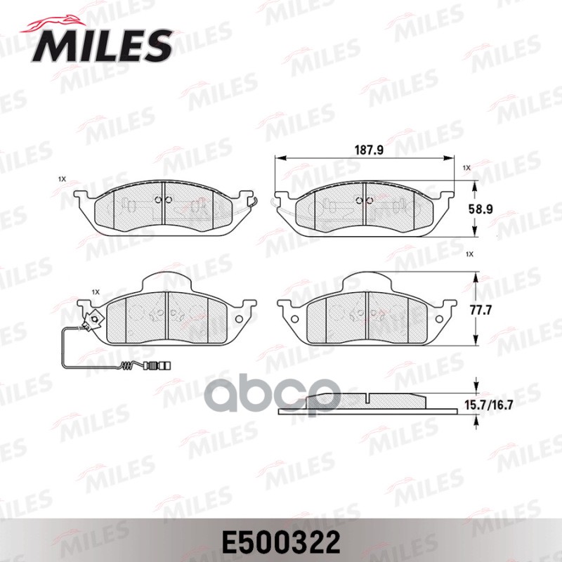 Колодки тормозные MERCEDES W163 ML230-ML430 передние Ceramic Miles арт. e500322