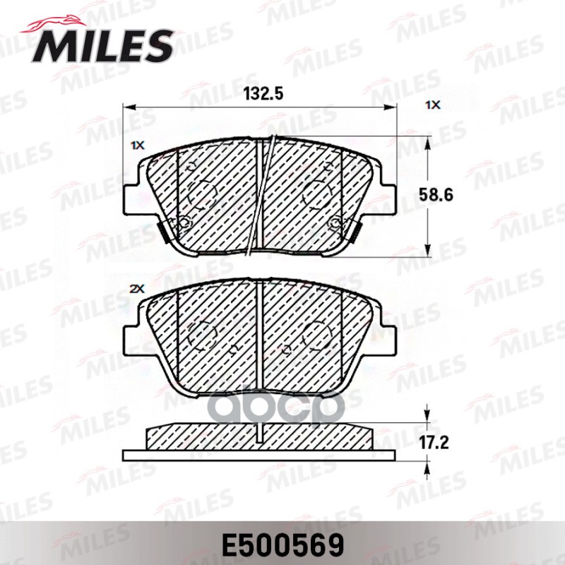 Колодки тормозные KIA OPTIMA 11- пер. Ceramic Miles арт. e500569