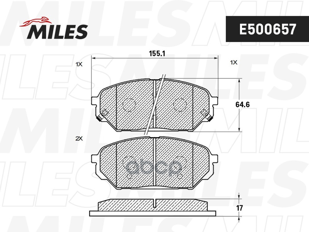 Колодки тормозные дисковые передние Miles арт. E500657