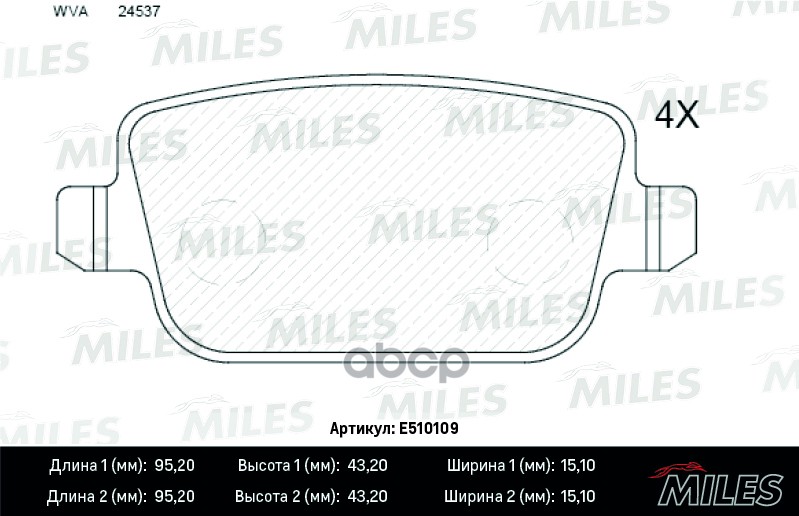 Колодки тормозные дисковые задние, Ceramic Miles арт. E510109
