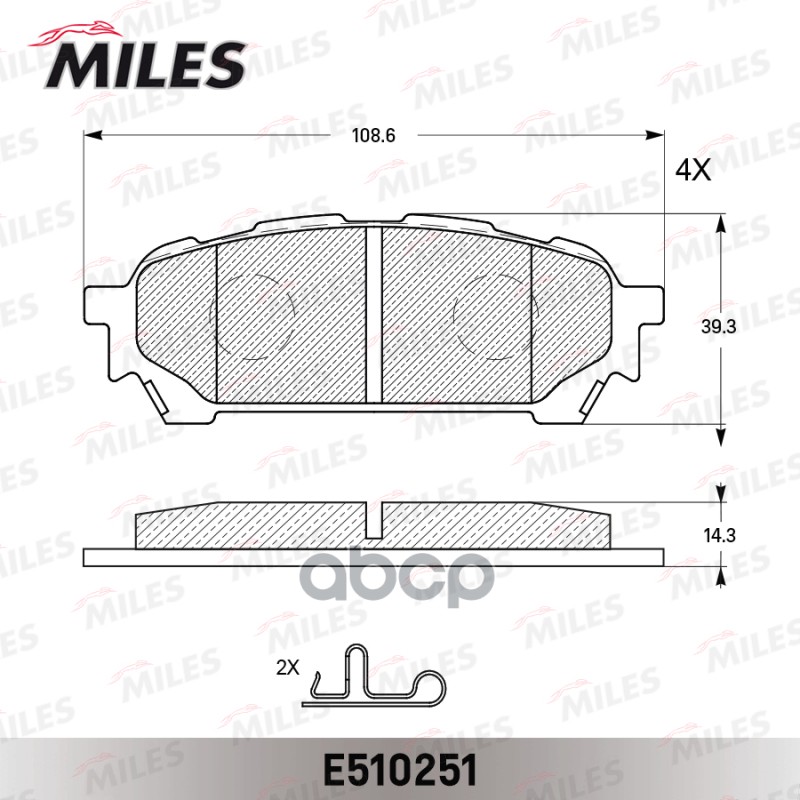 Колодки тормозные задние (Смесь CERAMIC серия PRO) SUBARU IMPREZA 2.0 11.02- (TRW GDB3395) E510251 Miles арт. E510251