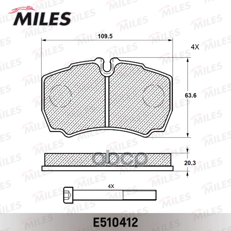 Колодки тормозные задние (Смесь CERAMIC серия PRO) FORD TRANSIT 06-/IVECO DAILY 01- (TRW GDB1901) E510412 Miles арт. E510412