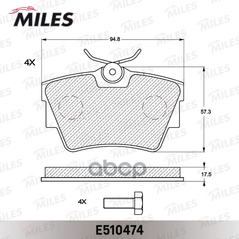 Колодки тормозные NISSAN PRIMASTAR 01-/OPEL VIVARO 01-/RENAULT TRAFIC 01- задние Ceramic Miles арт. e510474