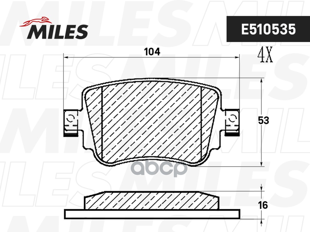 Колодки тормозные задние (Смесь CERAMIC) SKODA OCTAVIA 12- (TRW GDB2042) E510535 Miles арт. E510535