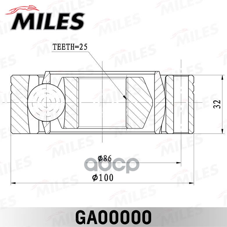 ШРУС наружный/внутренний FORD GRANADA/SCORPIO 1.7-2.9 77-94 (GKN 302238) GA00000 Miles арт. GA00000