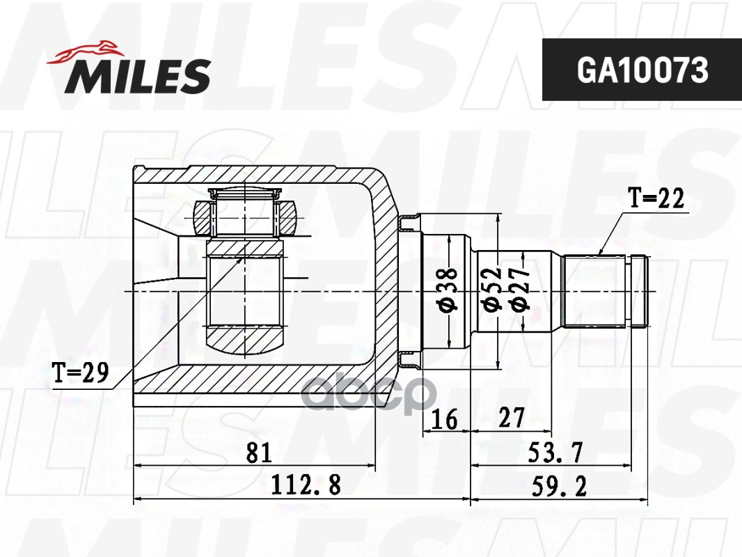 ШРУС CHEVROLET LACETTI 03-08/AVEO (T200)/(Т250) 03-08 внутр. Miles арт. ga10073