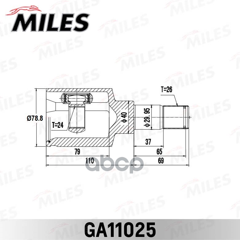 ШРУС внутренний левый FORD TRANSIT CONNECT TC7 2002-2013 GA11025 Miles арт. GA11025