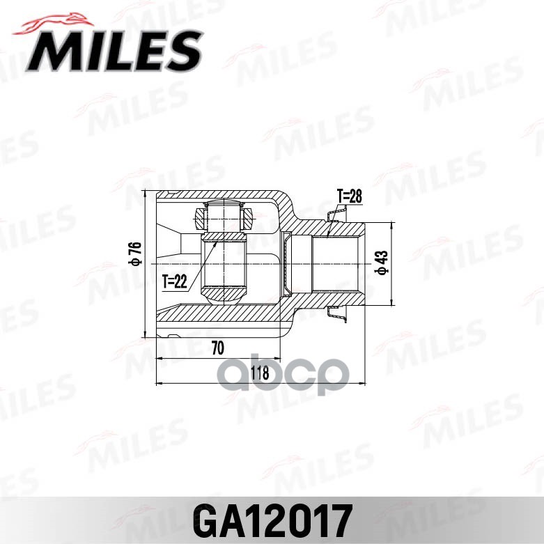ШРУС внутренний правый MAZDA 3 BK 03-08, BL 09-13 /MAZDA AXELA BL 09-13 GA12017 Miles арт. GA12017