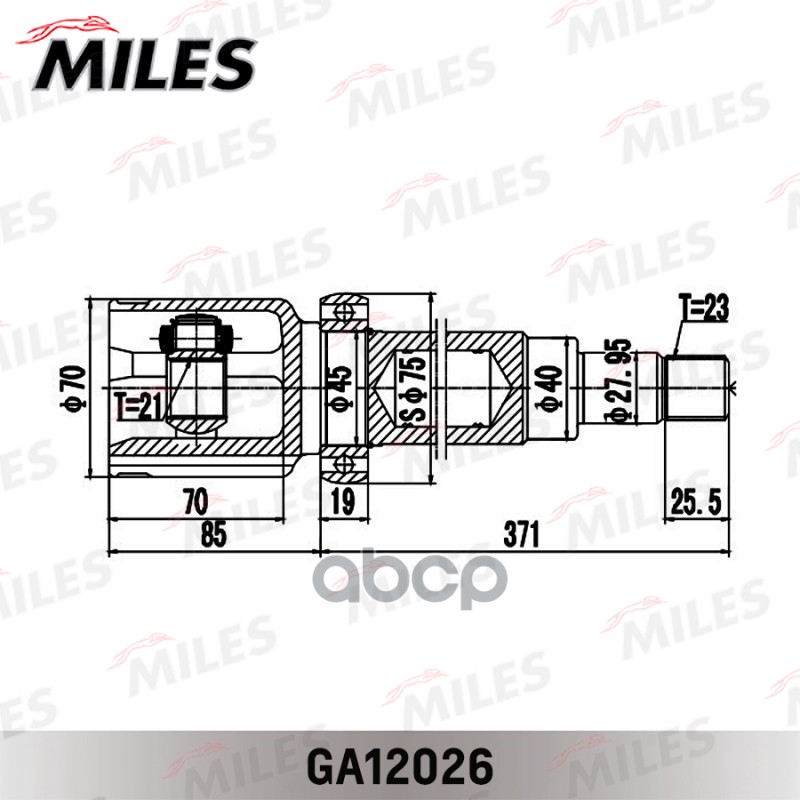 ШРУС внутренний правый FORD FIESTA/FUSION (CBK) 2001-2008 GA12026 Miles арт. GA12026