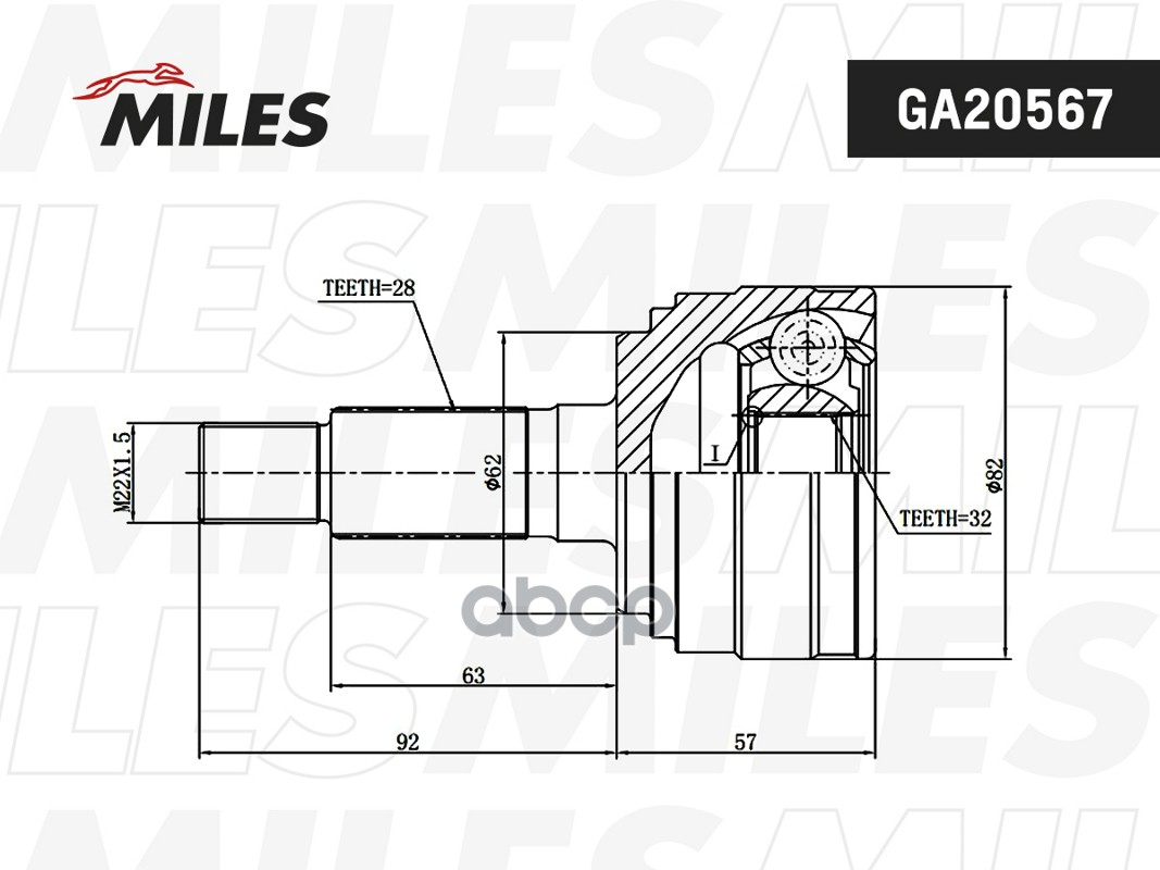 ШРУС наруж. Mazda 6 (07-) 1.8/2.0 MT Miles арт. ga20567