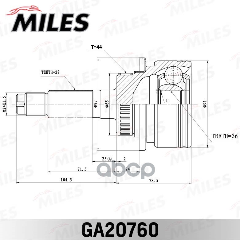 ШРУС наружный MAZDA BT-50 06-11, FORD RANGER 06-11 GA20760 Miles арт. GA20760