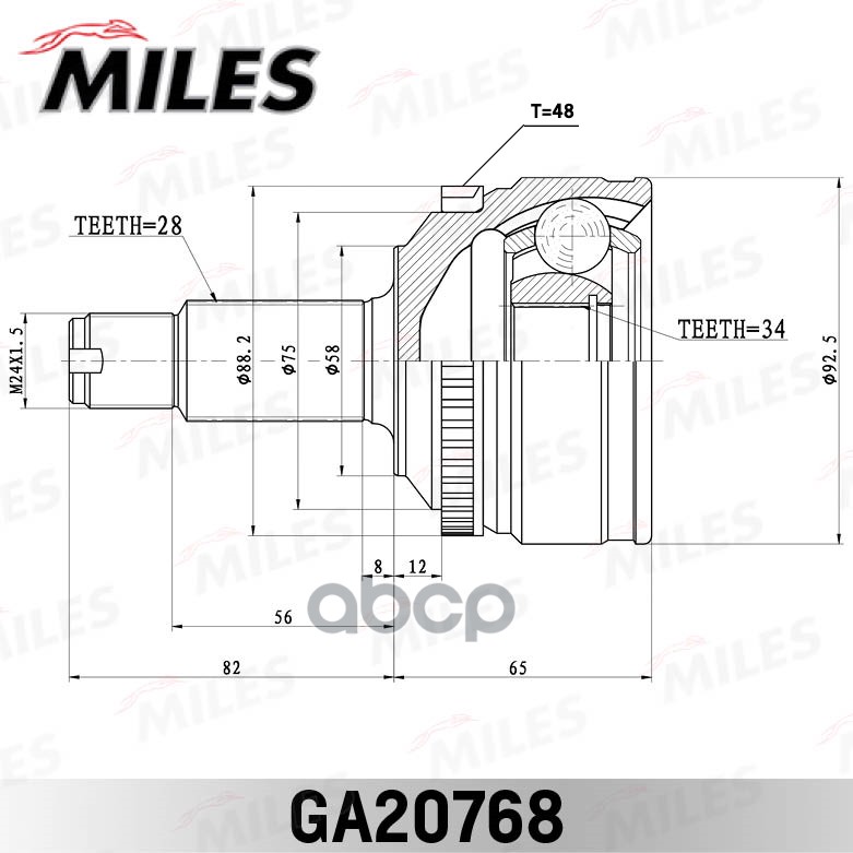 ШРУС наружный SSANG YONG NEW ACTYON (KORANDO C) 2010-2012 GA20768 Miles арт. GA20768