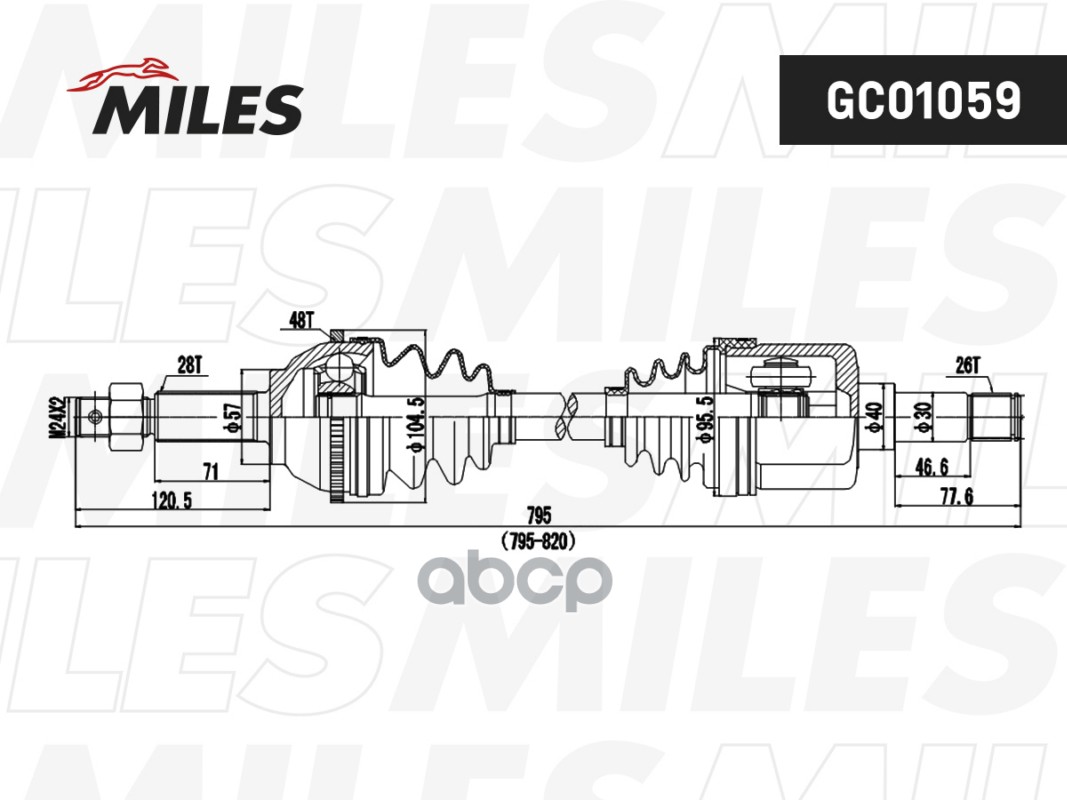 Привод в сборе FORD TRANSIT 00-06 лев. (ABS) Miles арт. gc01059