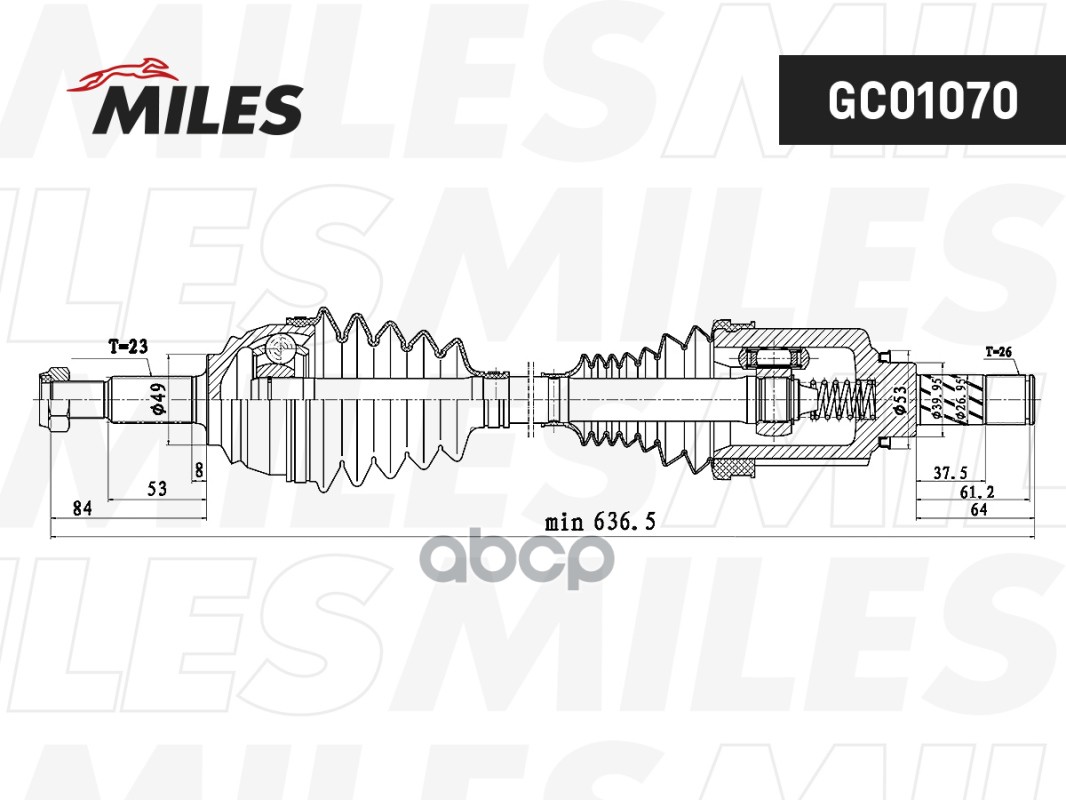 Привод в сборе левый LADA X-RAY 15- (дв.21129/КПП Renault JR5) GC01070 Miles арт. GC01070