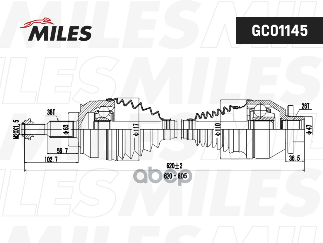 Привод в сборе VW T5 2.5TDI 03-09 пер. лев. Miles арт. gc01145