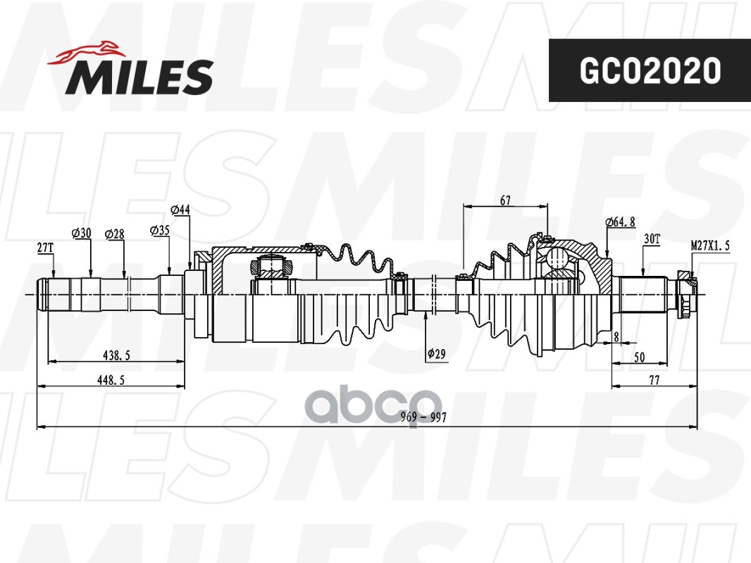 Привод В Сборе Передний Правый Bmw E53 3.0D-4.6 00- (Gsp 205018 / Miles Gc02026) Gc02020 Miles арт. GC02020