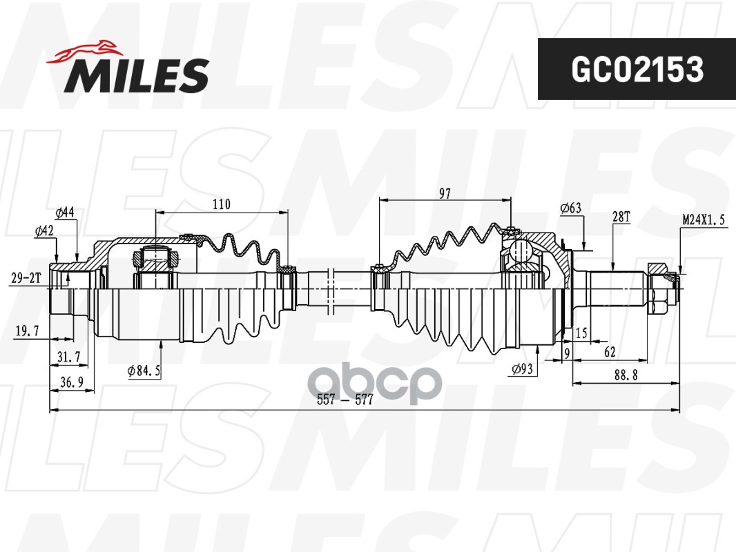 Приводной Вал В Сборе Правый Honda Accord 2.2 04- Gc02153 Miles арт. GC02153