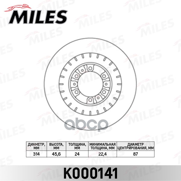 Диск тормозной передний MITSUBISHI PAJERO 2.5-3.0 90-00/PAJERO SPORT 2.5-3.0 98- (TRW DF4485) K000141 Miles арт. K000141