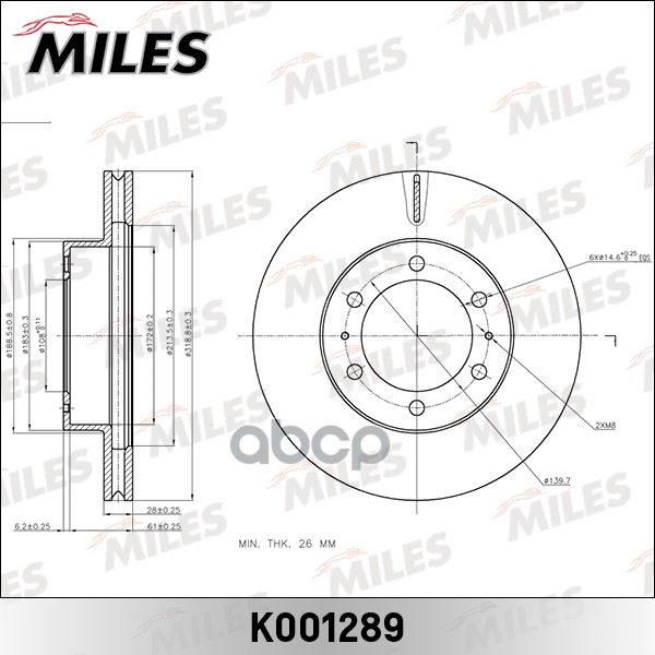 Диск тормозной TOYOTA LAND CRUISER 150 10- передний Miles арт. k001289