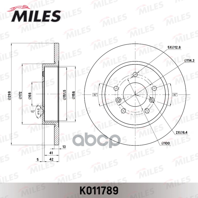 Диск тормозной задний NISSAN QASHQAI 14- (TRW DF6787) K011789 Miles арт. K011789