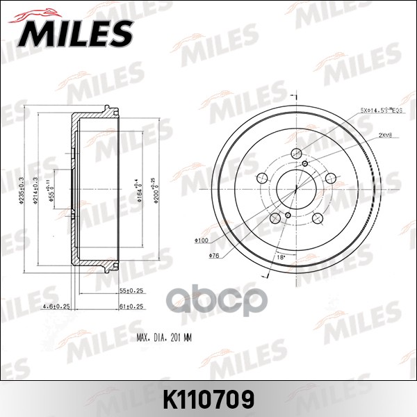 Барабан тормозной TOYOTA CARINA E (T19) / Caldina (T19/21) (TRW DB4182) K110709 Miles арт. K110709