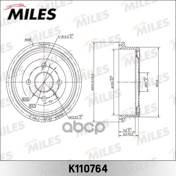Барабан тормозной DAEWOO NEXIA/LANOS/ESPERO/OPEL ASTRA F/KADET E (TRW DB4002) K110764 Miles арт. K110764