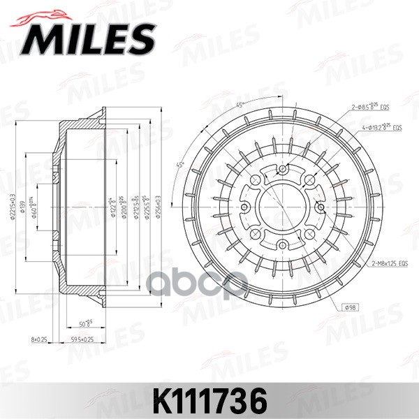 Барабан тормозной ВАЗ 2108-09 (TRW DB4307) K111736 Miles арт. K111736