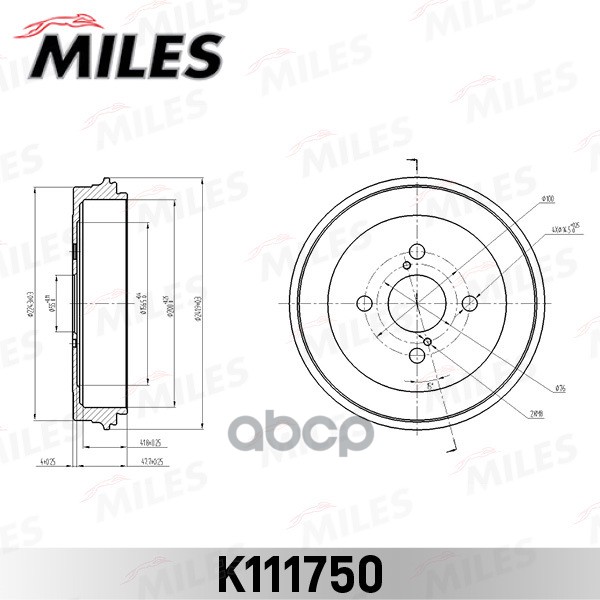 Барабан тормозной TOYOTA YARIS 99-05 (пр-во Япония) (TRW DB4254) K111750 Miles арт. K111750
