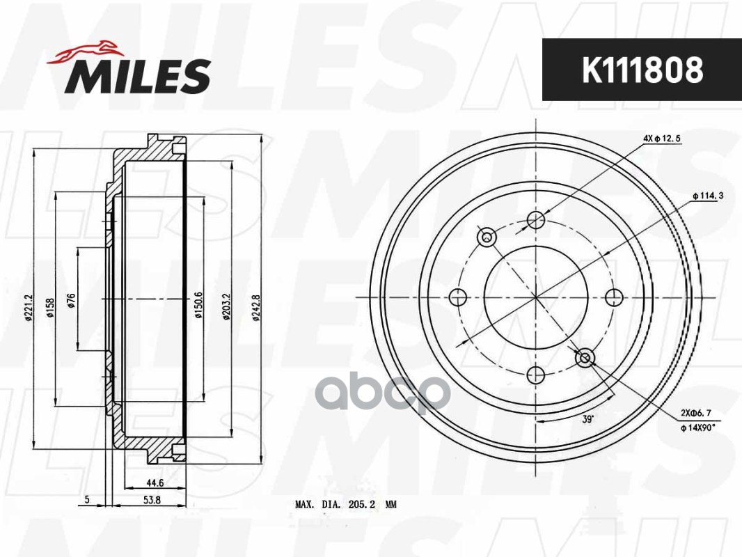 Барабан тормозной HYUNDAI MATRIX 01-/ELANTRA Miles арт. k111808