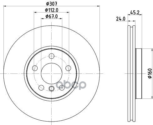Диск Тормозной Передн. 2 Active Tourer (F45)  09/14 - | 2 Gran Tourer (F46)  03/15 - | X1 (F48)  07/ Mintex арт. mdc2751c