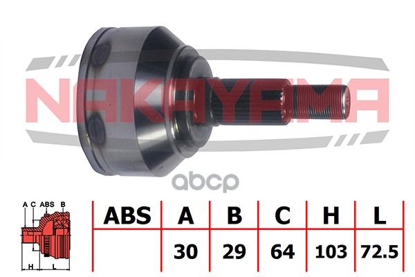 Шрус Внешн. К-Кт Vw Touareg 02-10, Audi Q7 07-09 (30X29x175.5x64) Nj144ny NAKAYAMA арт. NJ144NY