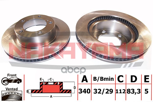 Торм. диск передний вент. Toyota Land Cruiser 4.5D Q4860 NAKAYAMA арт. Q4860