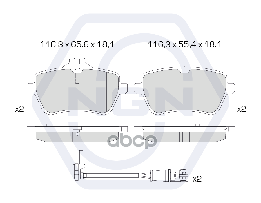 Колодки тормозные керамические  задние MERCEDES-BENZ S300D-500(W222) 13> NGN арт. 3501243