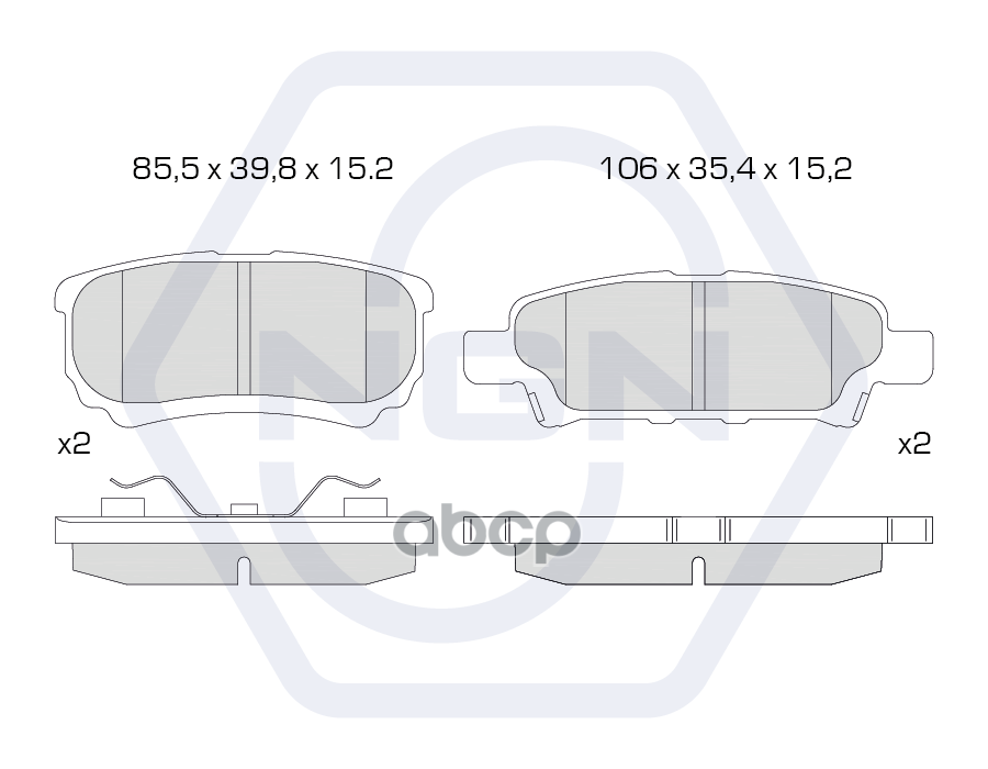 Колодки тормозные керамические  задние MITSUBISHI Lancer(CS)-X 03> / Outlander 03> NGN арт. 3501678