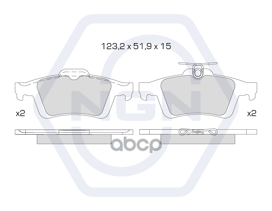 Колодки тормозные керамические  задние FORD Focus III 10> / C-Max II 10> NGN арт. 3502426