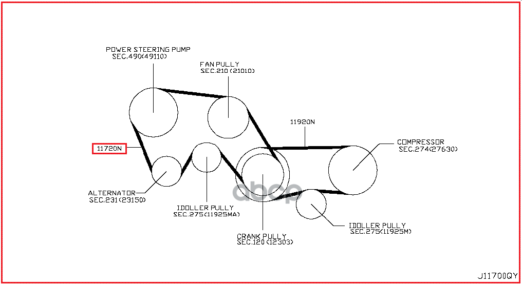Ремень генератора NISSAN 11720-4P10A NISSAN арт. 11720-4P10A