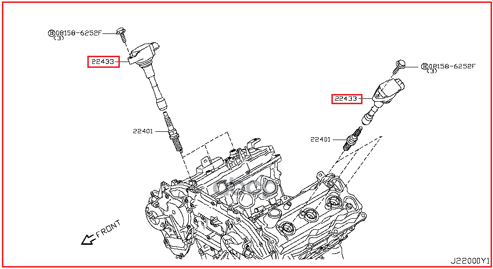Катушка зажигания (1Cyl) NISSAN Teana (J32)/Murano (Z51)/INFINITI all 6Cyl. 22448-JA10C NISSAN арт. 22448-JA10C