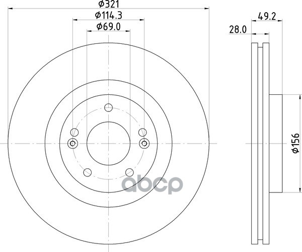 Диск Тормозной Передний Hyundai, Kia Grand Santa F?, Santa F? Ii , Santa F? Iii , Sorento Ii , Sorento Iii Nd6052k NISSHINBO ...