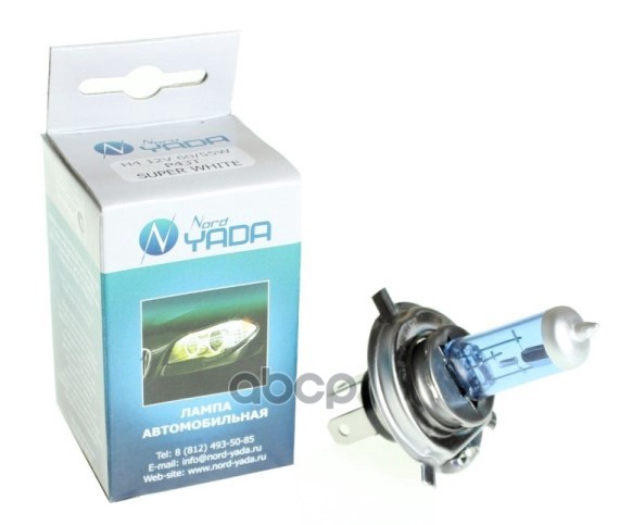 Лампа H4 12V 60/55W Super White P43t NORD YADA арт. 800020