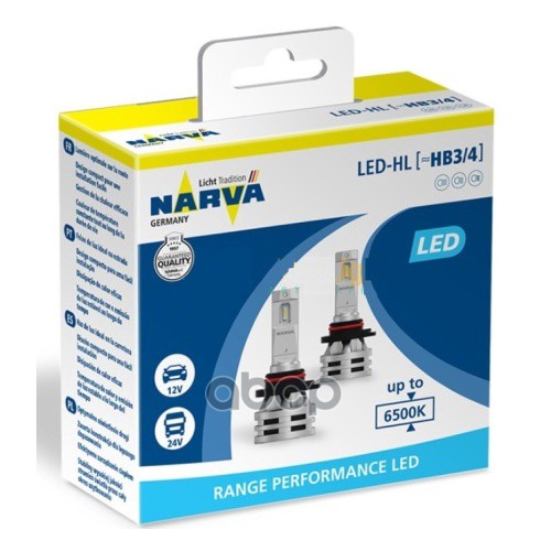 Комплект Светодиодных Ламп Hb3/4 12V Led Hb3/4 2Шт (Белый Свет) Narva арт. 18038