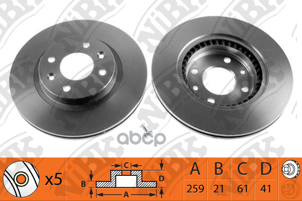 Диск тормозной (передние) NI Kubistar X76 03-  RE R19 94-97  Clio 90-06  Kangoo 97-03  Kangoo Expres NiBK арт. rn1037